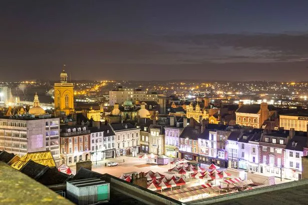 Northampton town centre at night