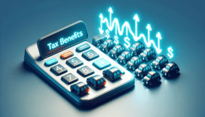 Illustration of a tax savings calculator with the text 'Tax Benefits' highlighted