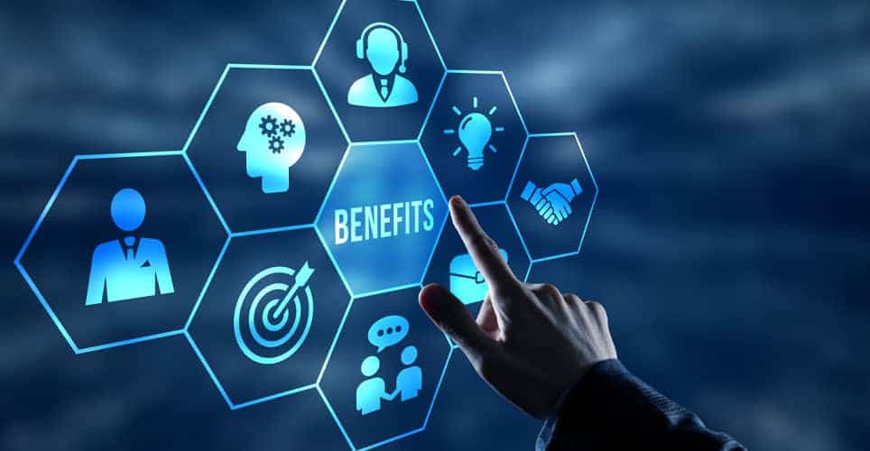 Benefits mind map on a wall