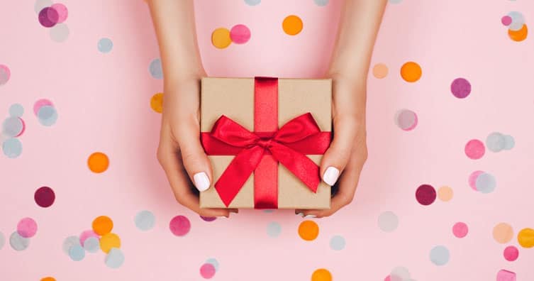 Someone giving a present